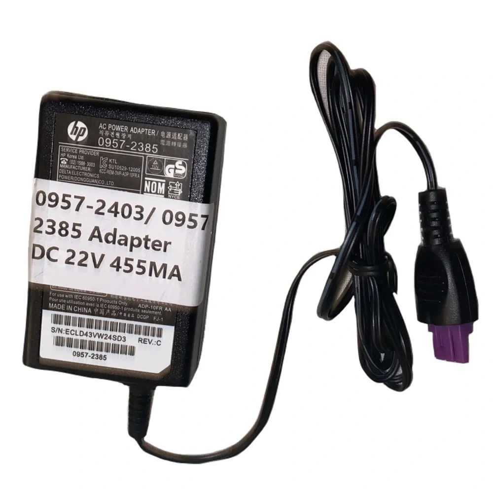HP Power Adapter Supply Cord 0957-2385 22V 455mA for Printer DeskJet & OfficeJet